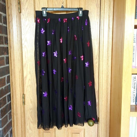 Black Milk A Star Is Born sheer midaxi skirt XL NWT red/purple sequin midi party - Picture 2 of 4